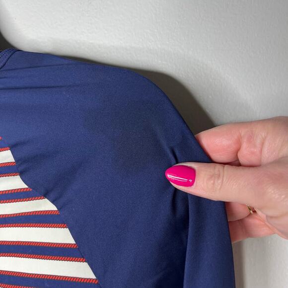 Sperry Women's Sailing Stripe Swim Shirt Size Small Rash Guard Preppy Nautical - Picture 9 of 13